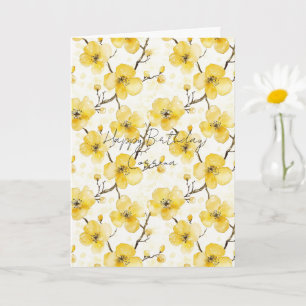 Gold Yellow Flowers Birthday Card