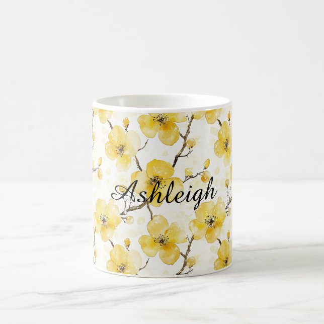 Gold Yellow Flowers Coffee Mug (Center)