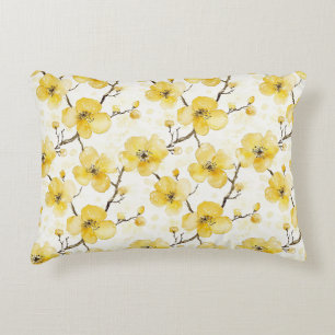 Gold Yellow Flowers Decorative Cushion