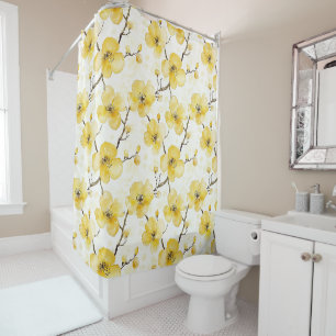 Gold Yellow Flowers  Shower Curtain