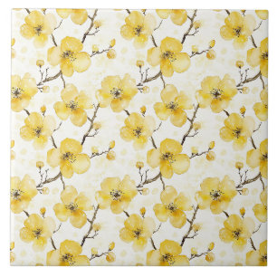 Gold Yellow Flowers  Tile
