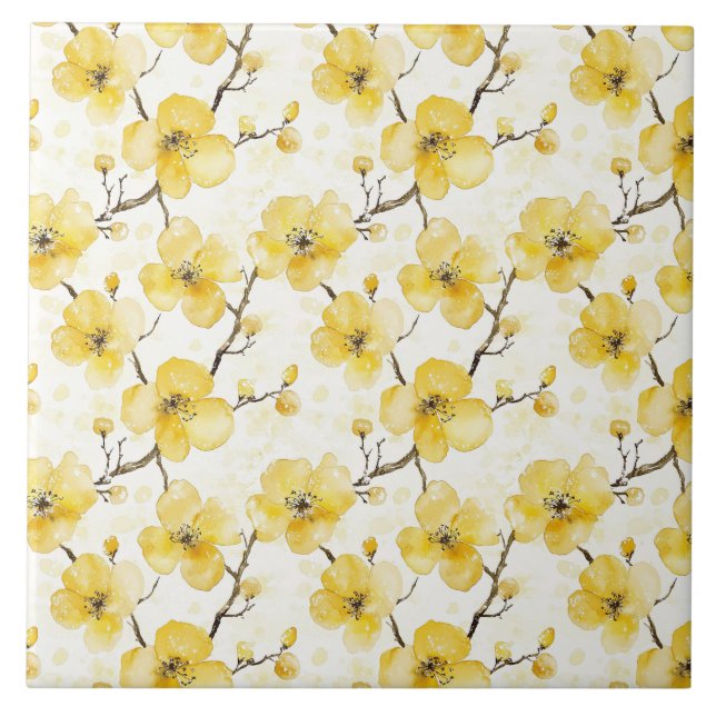 Gold Yellow Flowers  Tile (Front)