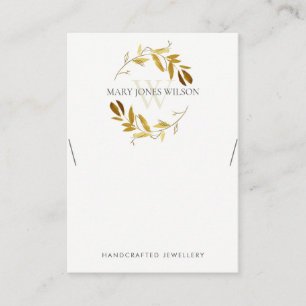 GOLD YELLOW FOLIAGE MONOGRAM NECKLACE DISPLAY LOGO BUSINESS CARD