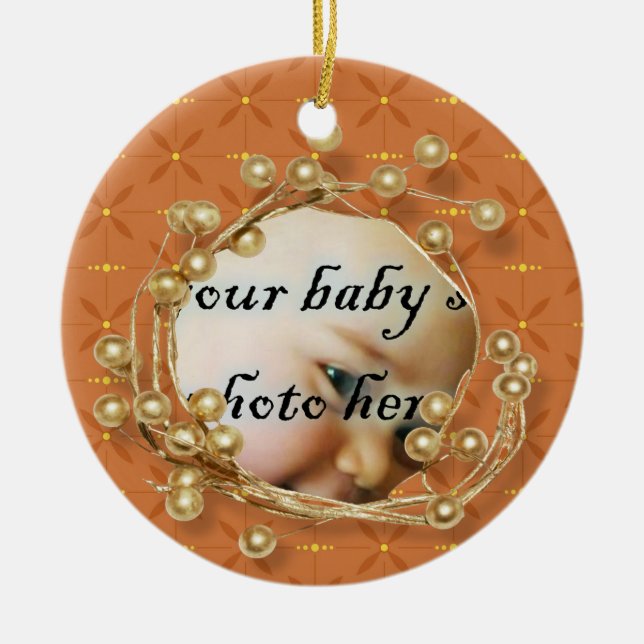 Gold Yellow Frame Photo Ornament (Front)