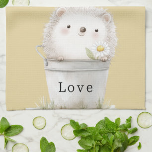 Gold Yellow Garden Hedgehog Daisy Flower  Tea Towel