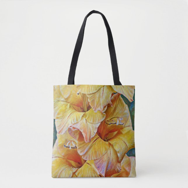 Gold Yellow Gladiolus Flowers Art Tote (Front)