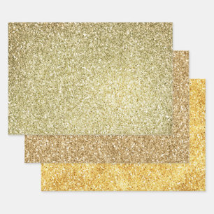 Gold Yellow Glitzy Glitter Sparkle  Wrapping Paper Sheet
