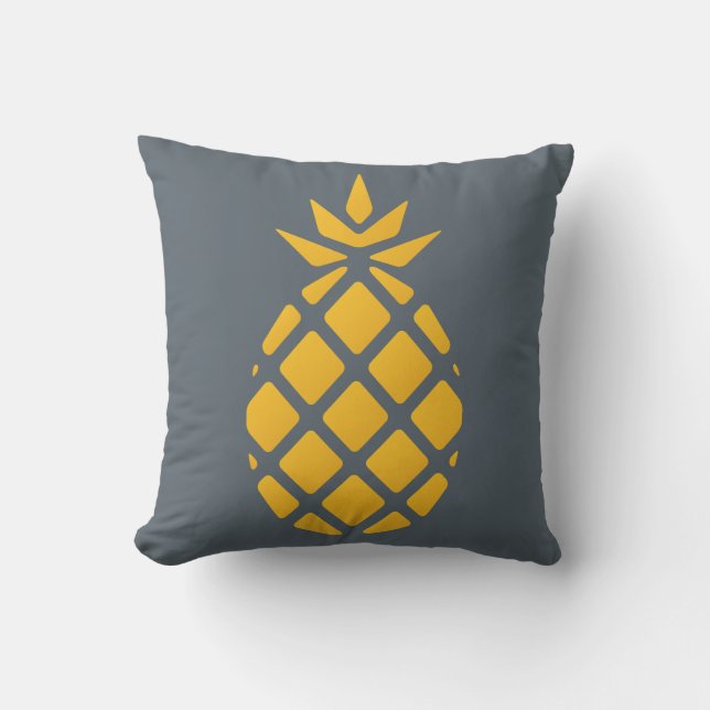 Gold Yellow & Grey Modern Pineapple Cushion (Front)