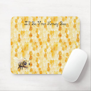 Gold Yellow Honey Bee Mouse Mat