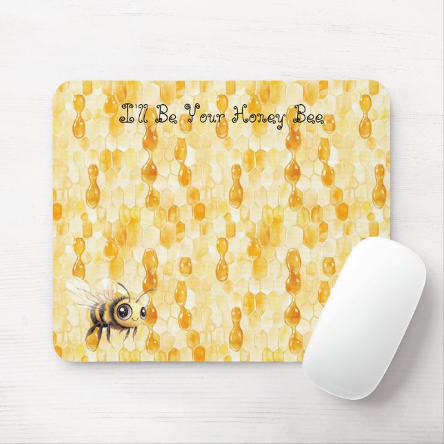 Gold Yellow Honey Bee Mouse Mat (With Mouse)