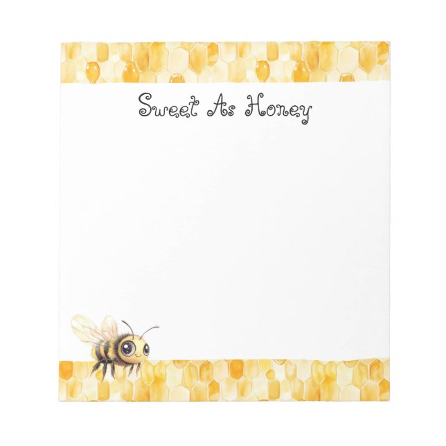 Gold Yellow Honey Bee  Notepad (Front)