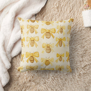 Gold Yellow Honey Bees Honey Combs Cushion