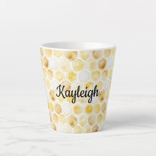 Gold Yellow Honeycomb   Latte Mug (Front)