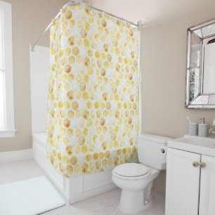 Gold Yellow Honeycomb Shower Curtain