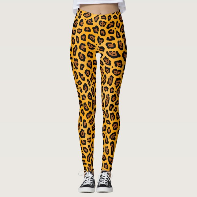 Gold Yellow Jaguar spot pressure Leggings (Front)