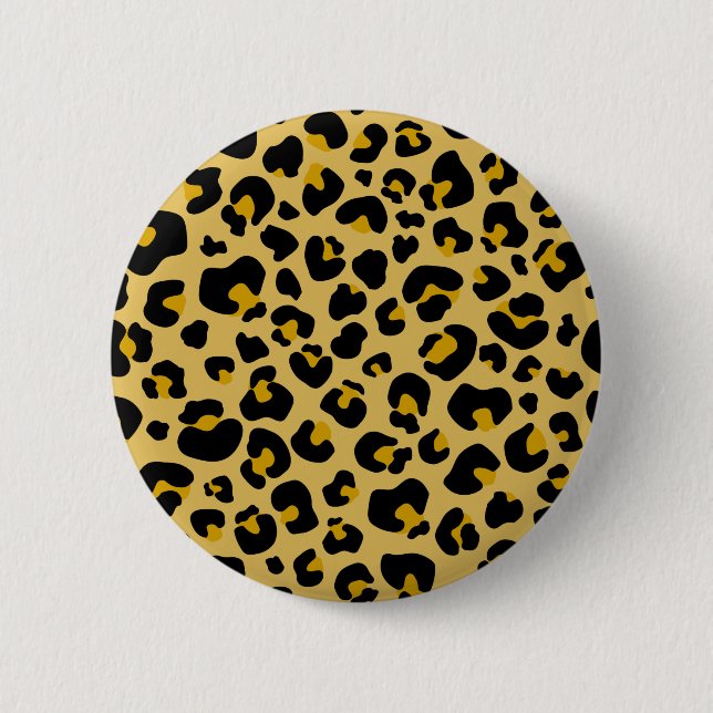 Gold yellow Leopard Cheetah Skin Print Pattern 6 Cm Round Badge (Front)