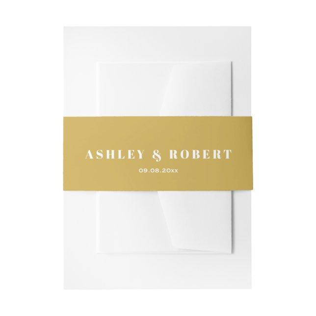 Gold Yellow Modern Wedding Invitation Invitation Belly Band (Front Example)