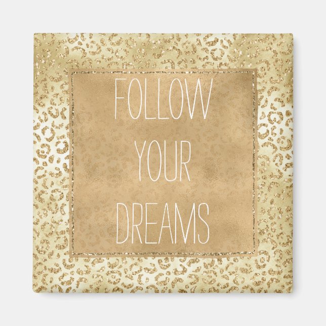 Gold Yellow Ombre Glitter Leopard       Magnet (Front)