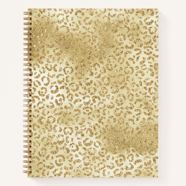 Gold Yellow Ombre Glitter Leopard Zebra     Notebook (Front)