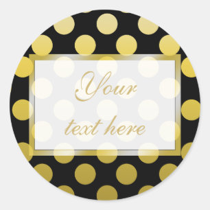 Gold Yellow polka dot on black Gift Sticker