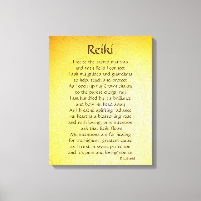 Gold yellow Reiki healing connection poem Canvas Print (Front)