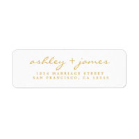 Gold Yellow Script Wedding Return Address Label