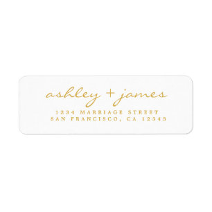 Gold Yellow Script Wedding Return Address Label