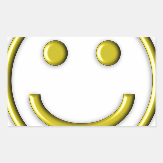 Gold Yellow Smiley Smiling Face Emoji Funny Rectangular Sticker (Front)