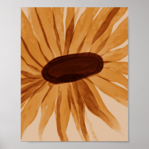 Gold Yellow Sunflower Watercolor Rustic Poster