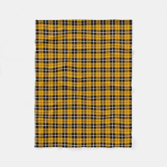 Gold/Yellow white/black stripe Fleece Blanket (Front)