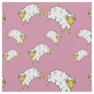 Gold/yellow/white sheep/little lambs on pink fabric