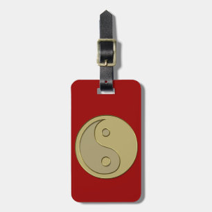 gold yin yang luggage tag