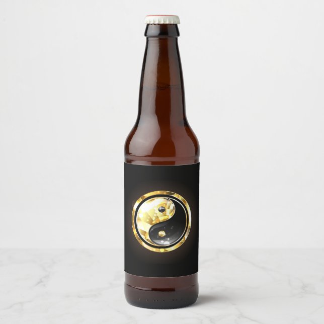 Gold Yin Yang on black Beer Bottle Label (Front)