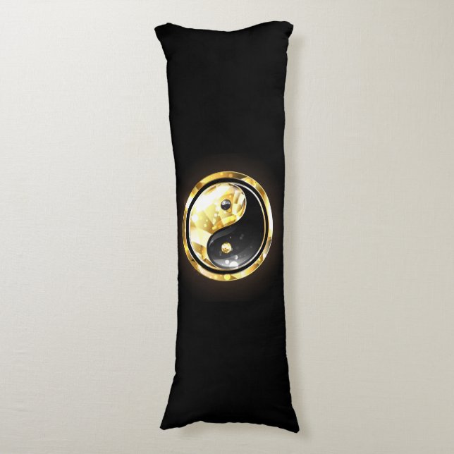 Gold Yin Yang on black Body Cushion (Front Vertical)