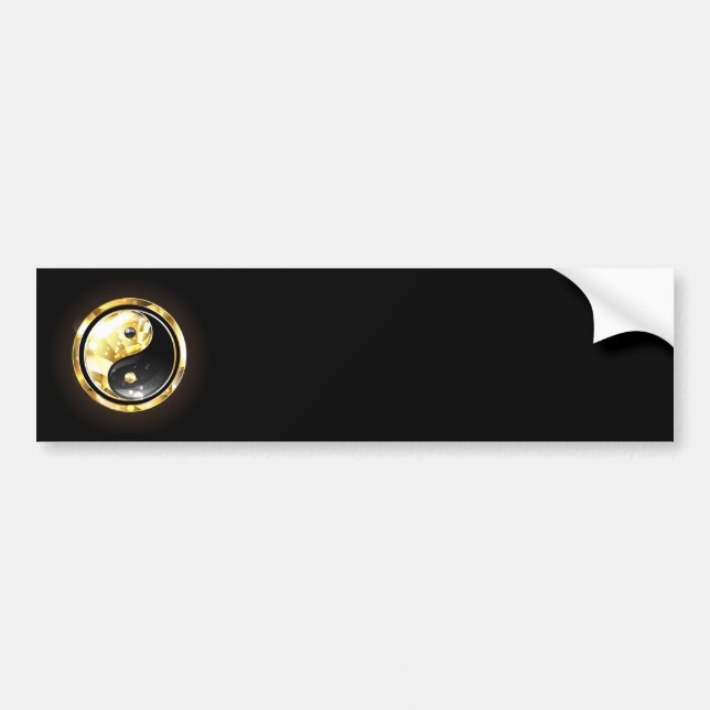 Gold Yin Yang on black Bumper Sticker (Front)