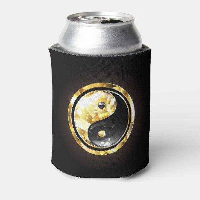 Gold Yin Yang on black Can Cooler (Can Back)