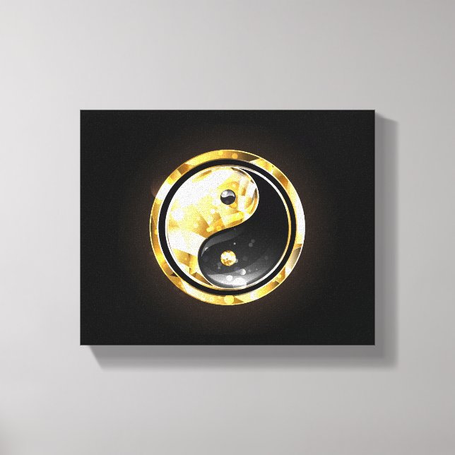 Gold Yin Yang on black Canvas Print (Front)