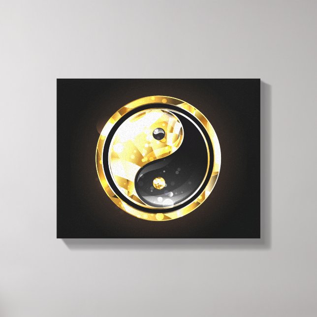 Gold Yin Yang on black Canvas Print (Front)