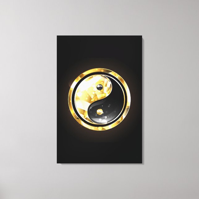 Gold Yin Yang on black Canvas Print (Front)