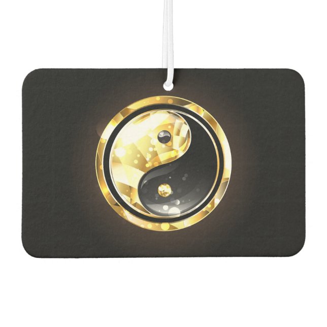 Gold Yin Yang on black Car Air Freshener (Front)
