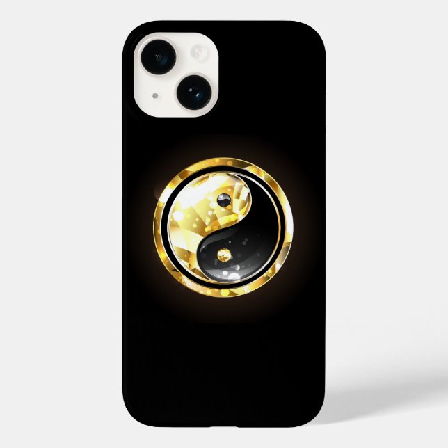 Gold Yin Yang on black Case-Mate iPhone Case (Back)