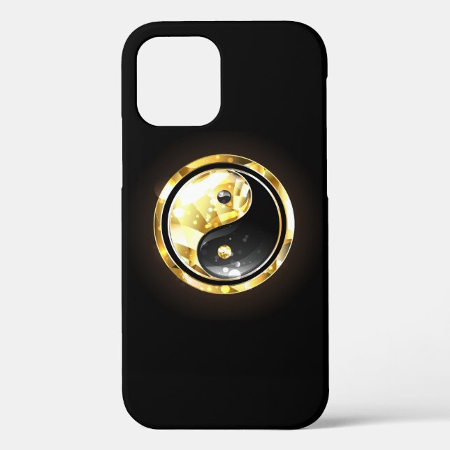 Gold Yin Yang on black Case-Mate iPhone Case (Back)