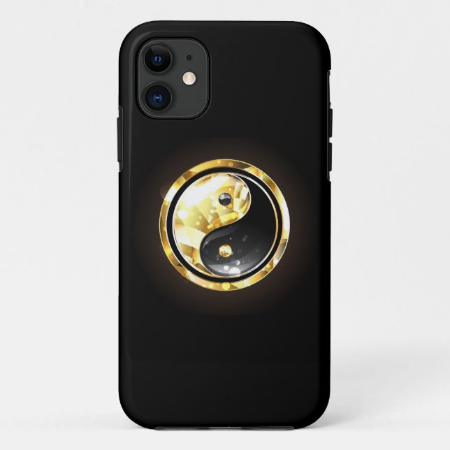 Gold Yin Yang on black Case-Mate iPhone Case (Back)