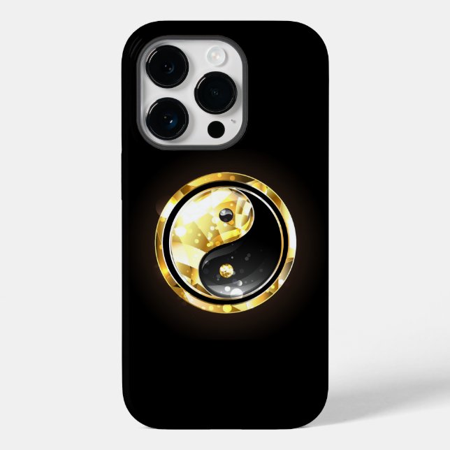 Gold Yin Yang on black Case-Mate iPhone Case (Back)