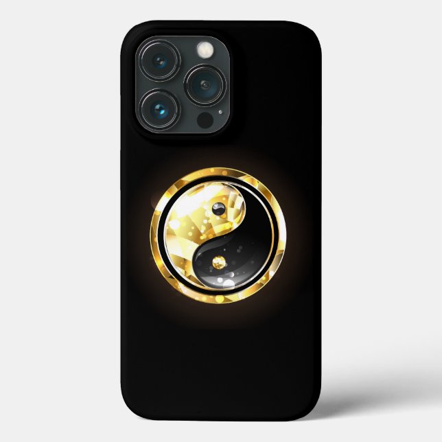 Gold Yin Yang on black Case-Mate iPhone Case (Back)