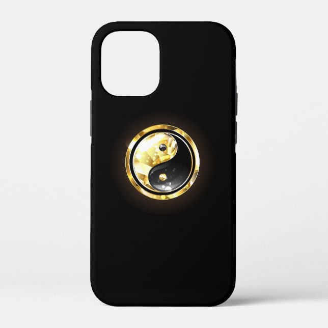 Gold Yin Yang on black Case-Mate iPhone Case (Back)