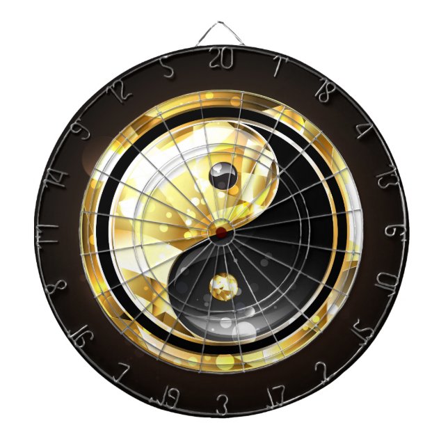 Gold Yin Yang on black Dartboard (Front)