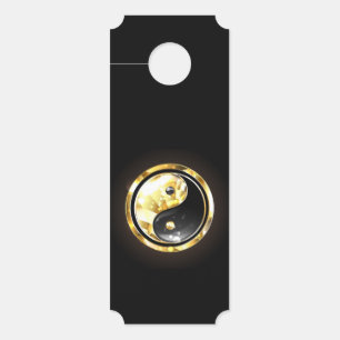 Gold Yin Yang on black Door Hanger
