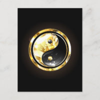 Gold Yin Yang on black