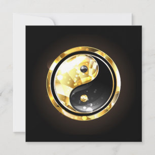 Gold Yin Yang on black Holiday Card
